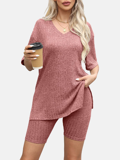 V Neck Loungewear Set