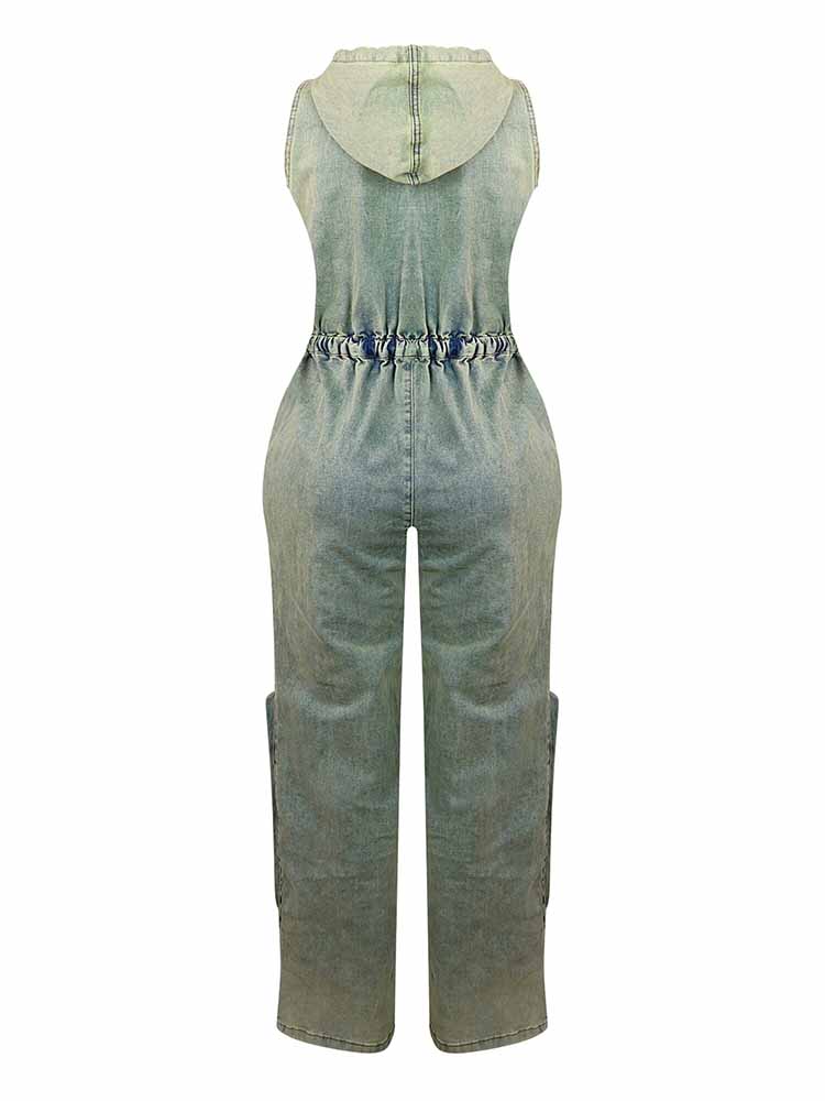 Vintage Hoodie Denim Jumpsuit