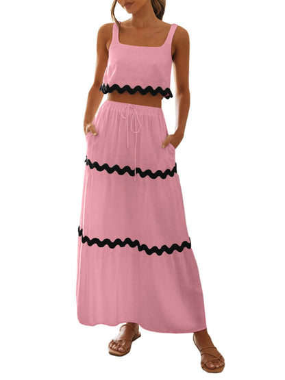 Tank Top Drawstring Skirt Set