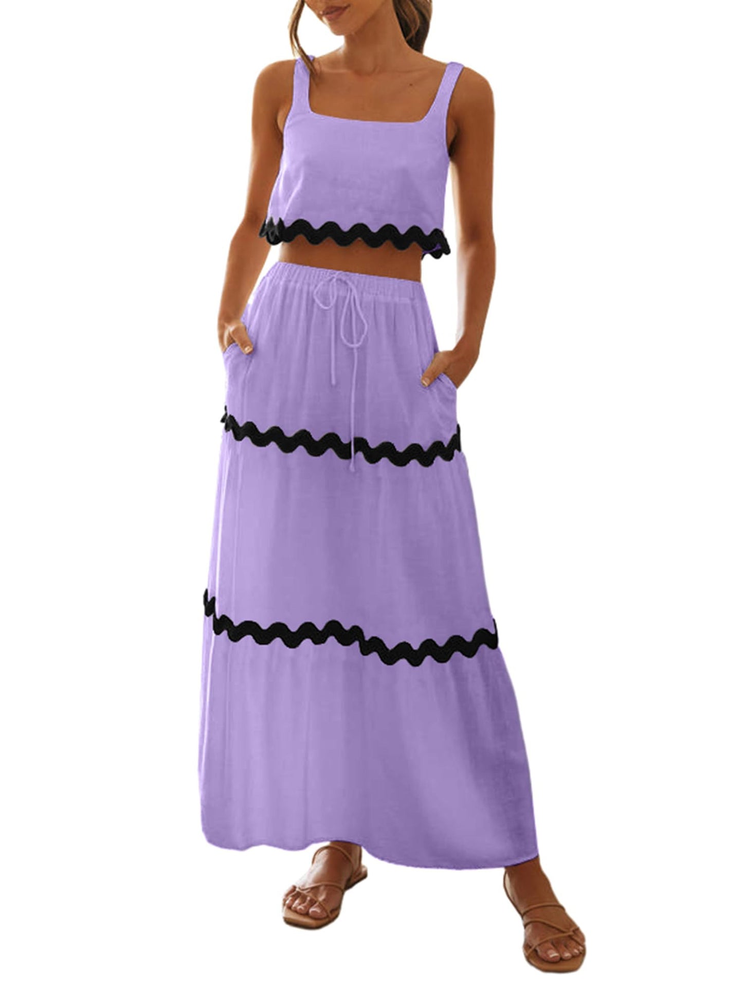 Tank Top Drawstring Skirt Set