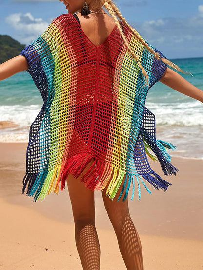 Fringe Crochet Cover Up Dress - ECHOINE