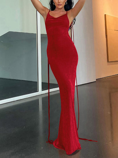 Spaghetti Strap Backless Bodycon Dress