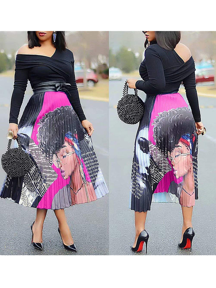 Butterfly Pattern Pleated Skirt