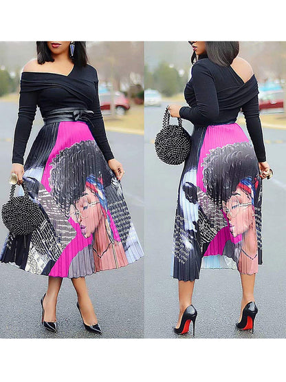 Butterfly Pattern Pleated Skirt