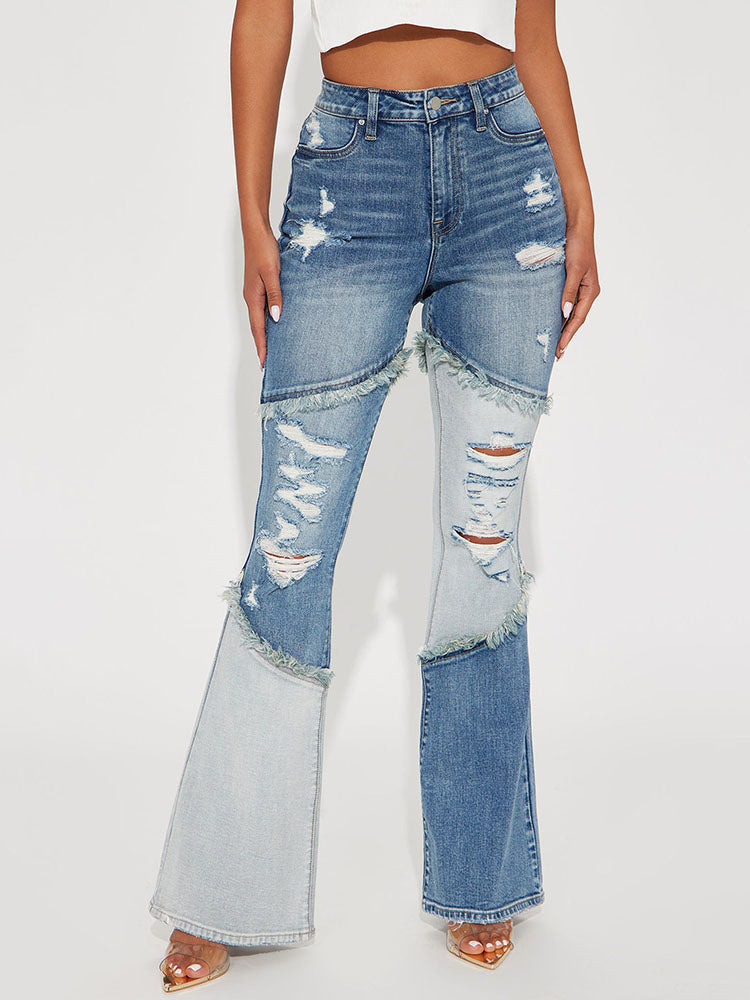 Ripped Flare Jeans - ECHOINE