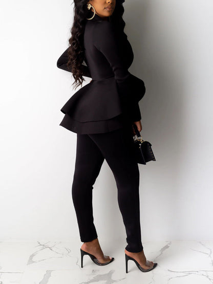 V-Neck Blazer Suit & Pants Set