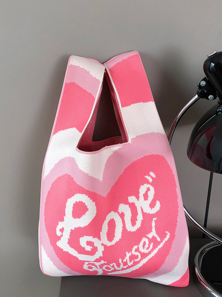 LOVE Heart Pattern Crochet Bag - ECHOINE