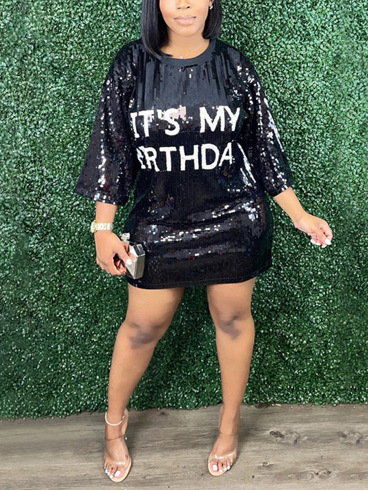 Print Sequin Dress - ECHOINE