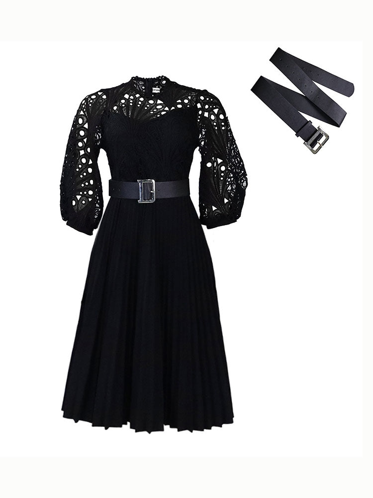 Lace Pleated Dress - ECHOINE