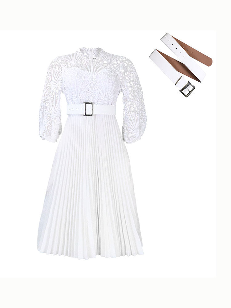 Lace Pleated Dress - ECHOINE