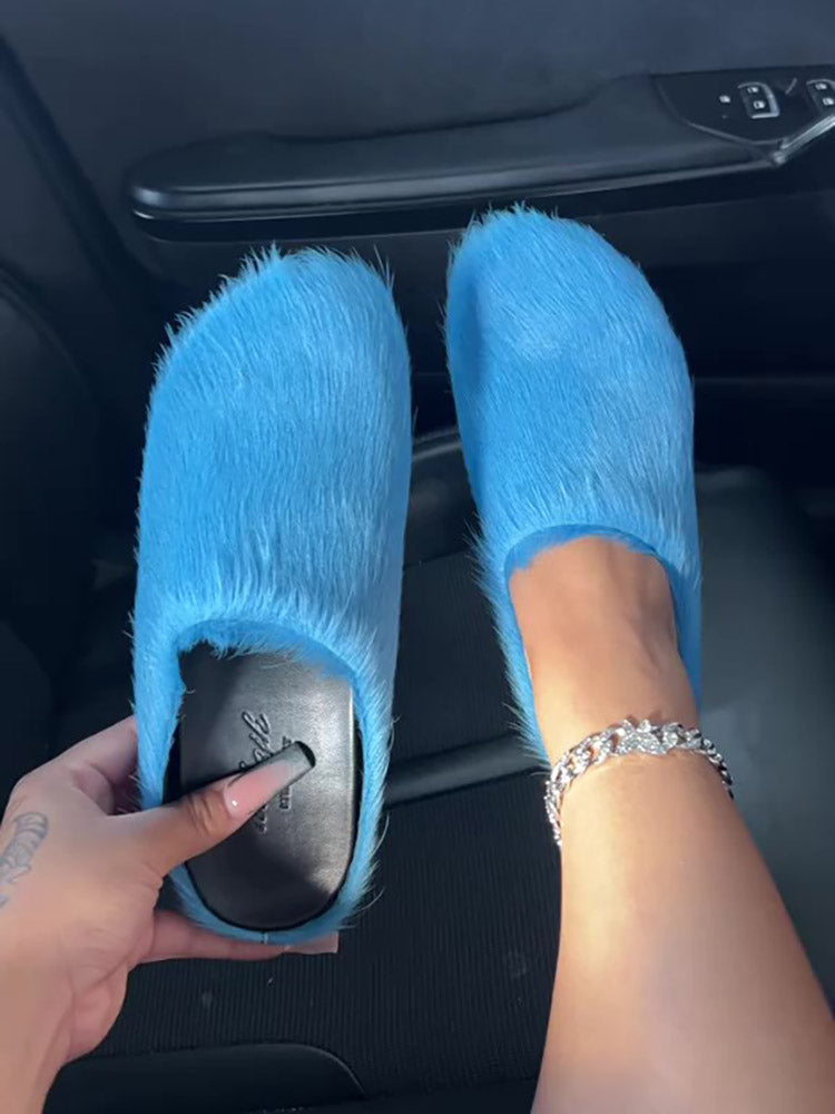 Fur Slip-On Flat Slides