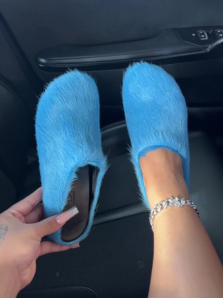 Fur Slip-On Flat Slides