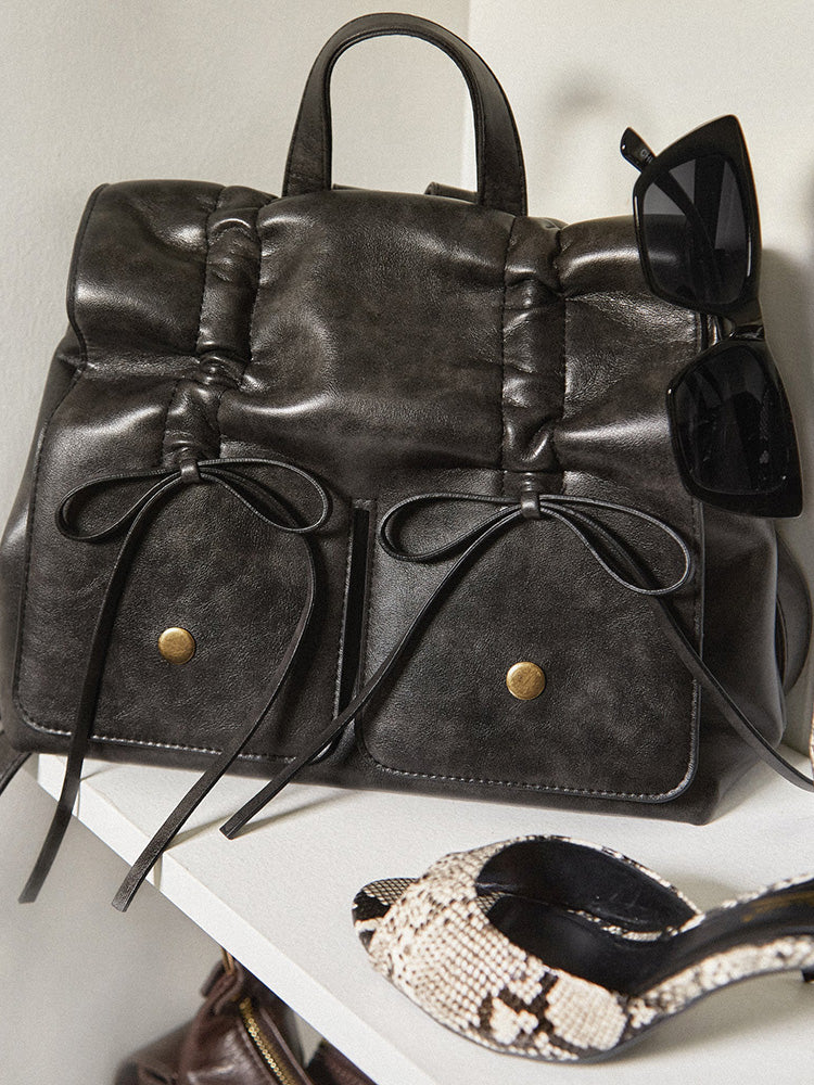 Leather Bow Backpack