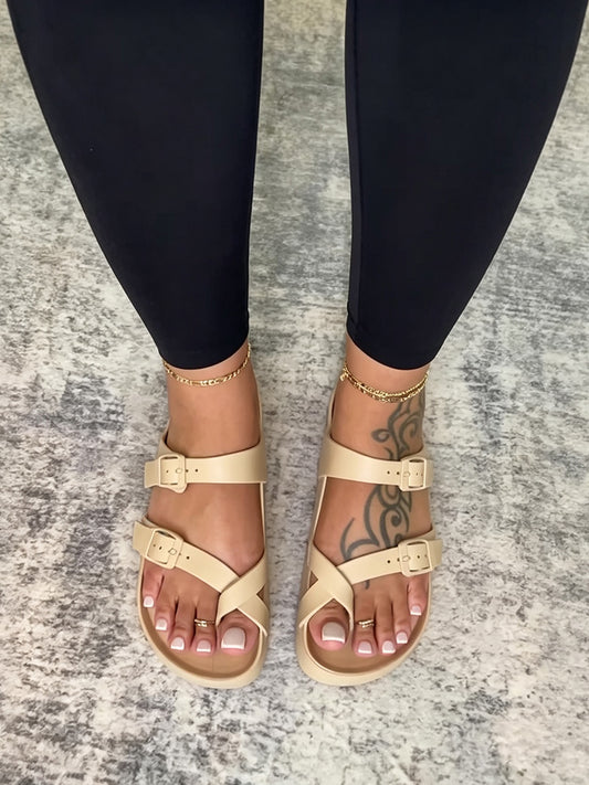 Crossover Buckle Strap Sandals
