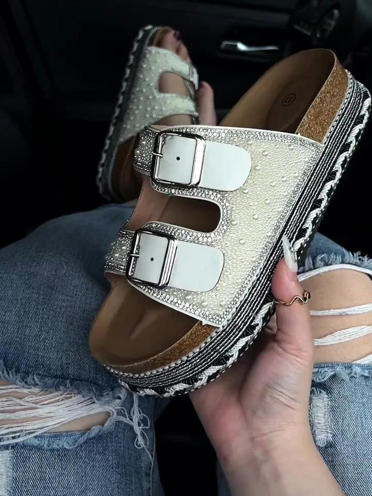Pearl Double Strap Platform Sandals
