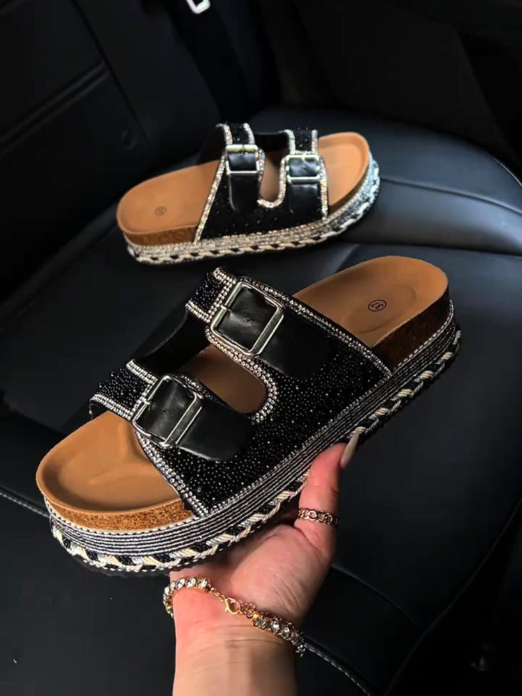 Pearl Double Strap Platform Sandals