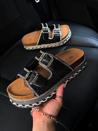 Pearl Double Strap Platform Sandals