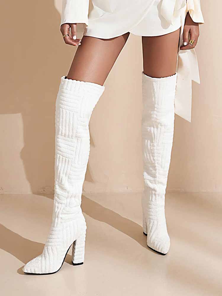 Towel Pointed Toe Boots - ECHOINE
