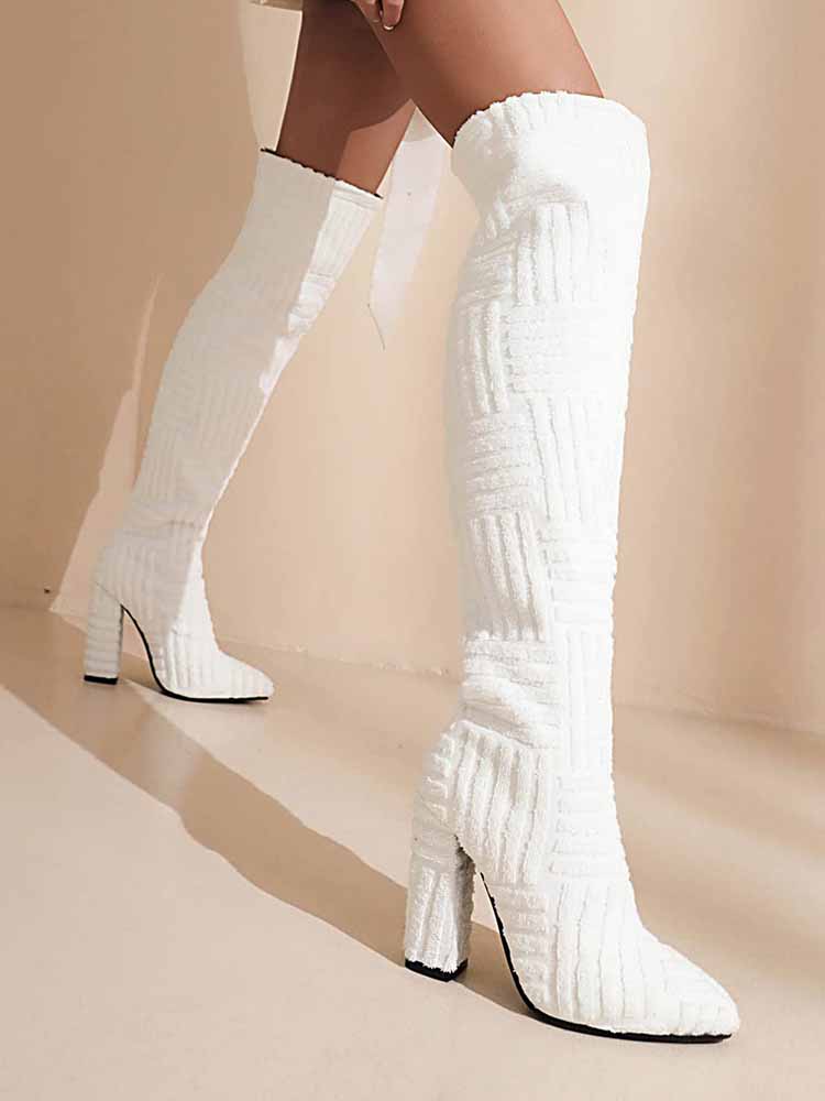 Towel Pointed Toe Boots - ECHOINE