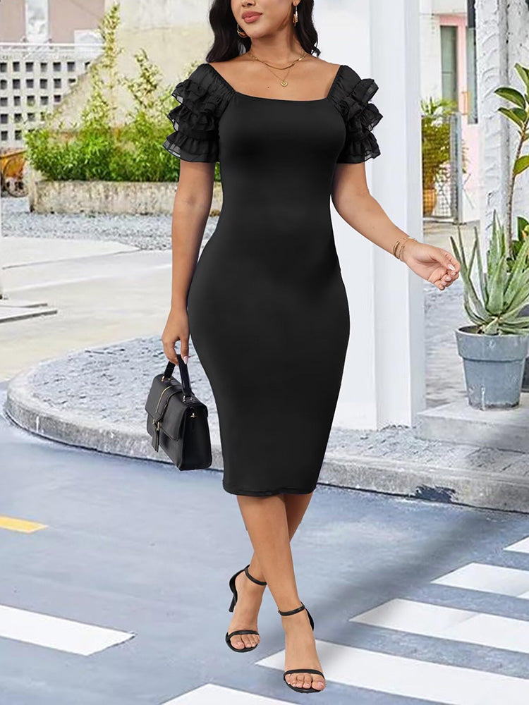 Ruffle Sleeve Elegant Bodycon Dress