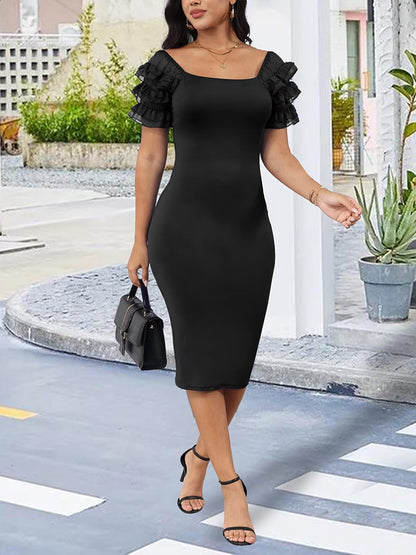 Ruffle Sleeve Elegant Bodycon Dress