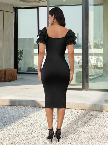 Ruffle Sleeve Elegant Bodycon Dress