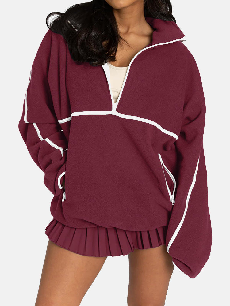 Half Zipper Fleece Sweatshirt - ECHOINE
