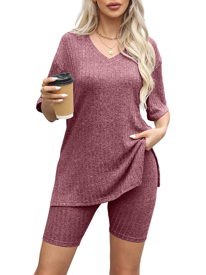 V Neck Loungewear Set