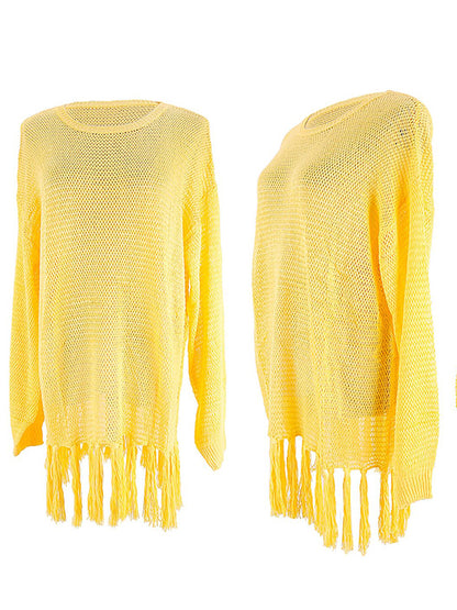 Crochet Tassel Cover Up Dress - ECHOINE