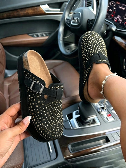 Suede Studded Platform Clogs