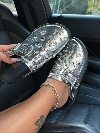 Rockstar Leather Clog Slides