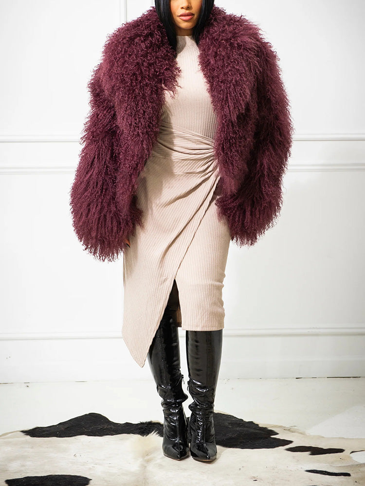 Cloud Mongolian Fur Jacket