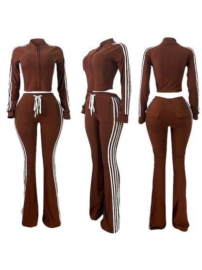 Athleisure Stripe Flare Tracksuit Set