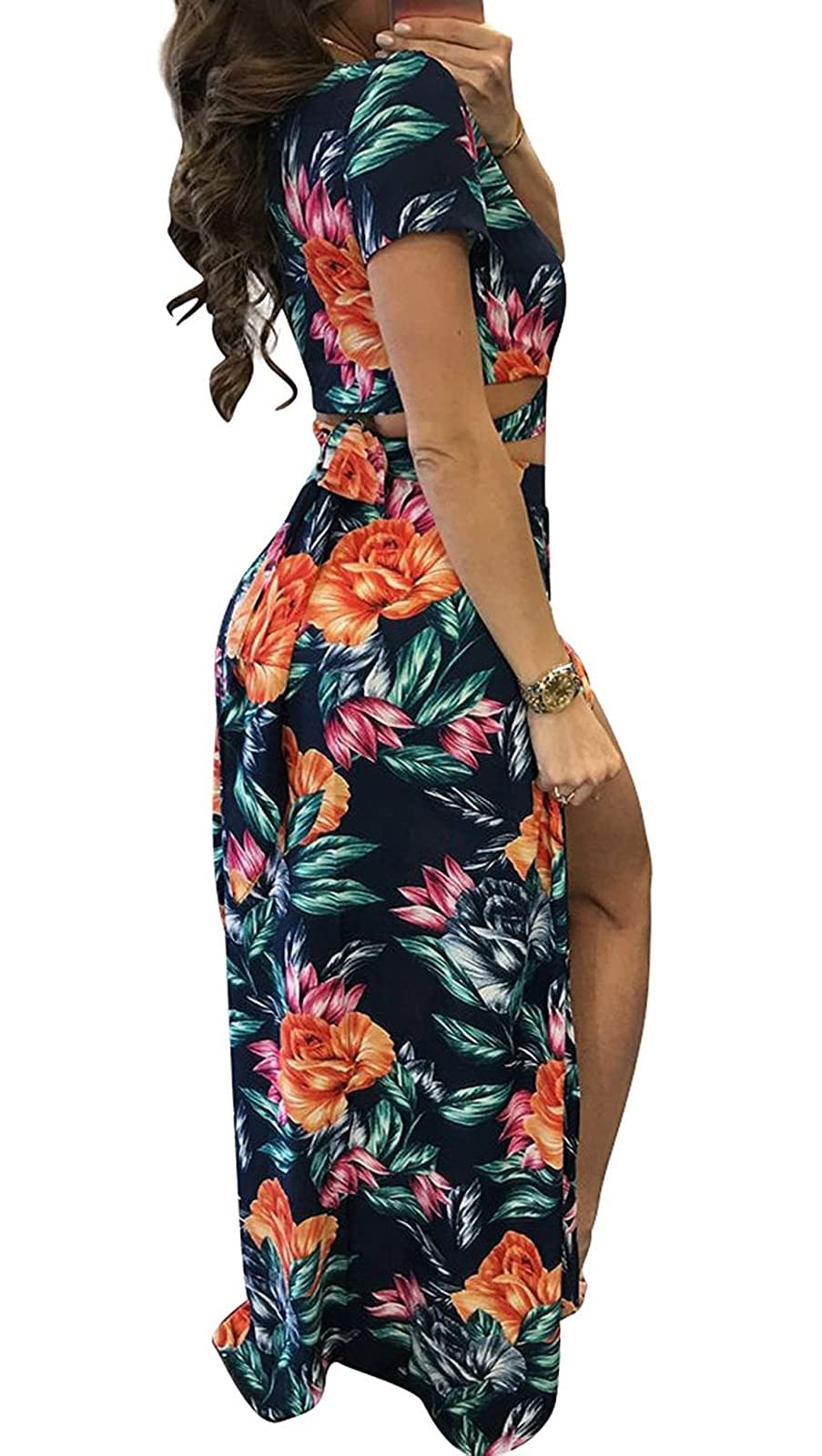 Floral Printed Slit Skirt Set