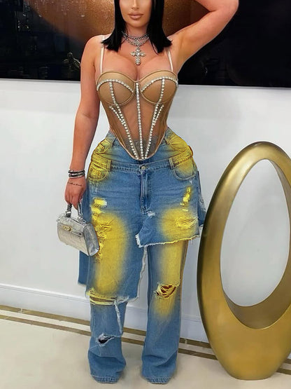 Double Layered Denim Jeans