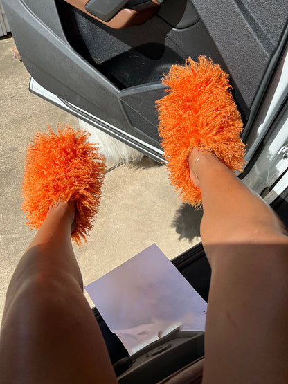 Ensemble sac et claquettes en fourrure moelleuse