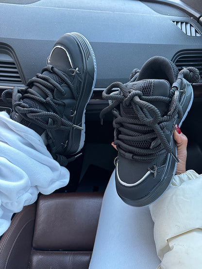 Thick Laced Leather Sneakers