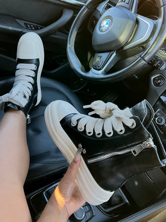 PU High-Top Sneaker - ECHOINE