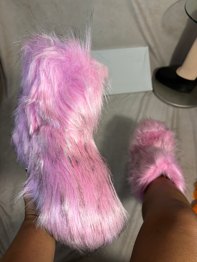 Fluffy Faux Fur Mid-Calf Booties