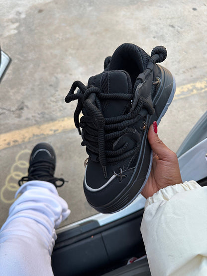 Thick Laced Leather Sneakers