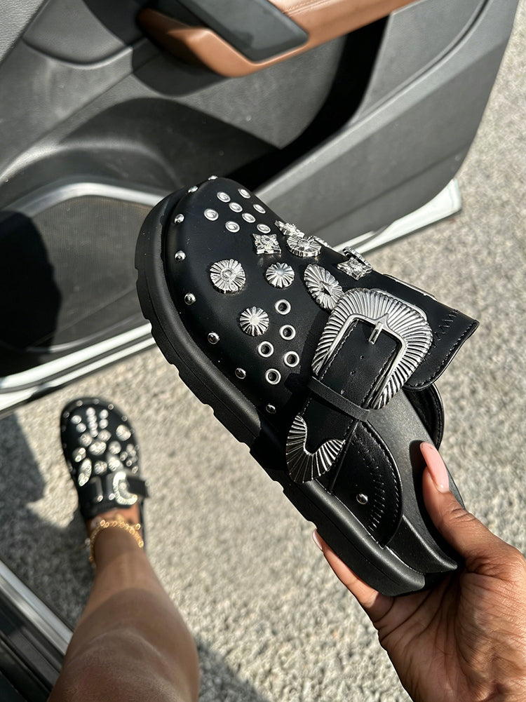 Rockstar Leather Clog Slides