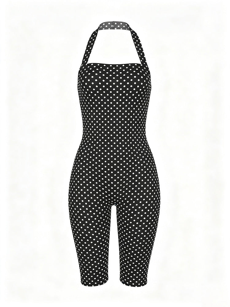 Polka Dot Halter Capri Jumpsuit