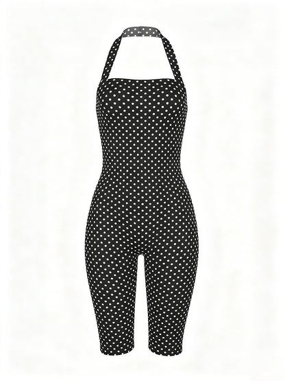 Polka Dot Halter Capri Jumpsuit