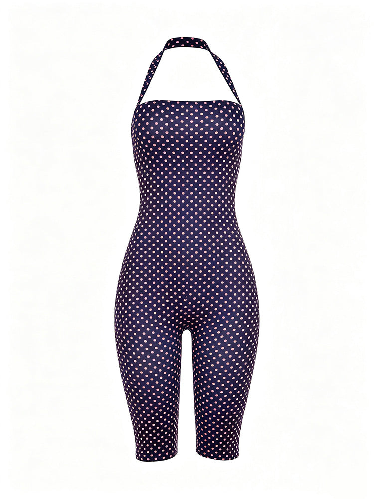 Polka Dot Halter Capri Jumpsuit