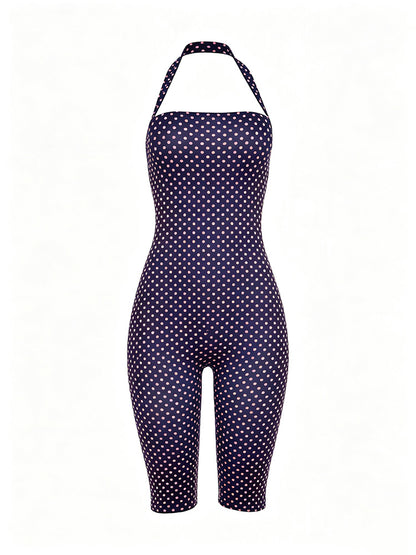 Polka Dot Halter Capri Jumpsuit