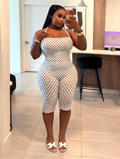 Polka Dot Halter Capri Jumpsuit