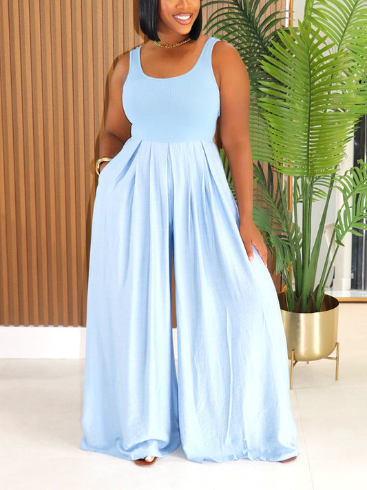 Ribbed Tank Wide-Leg Jumpsuit