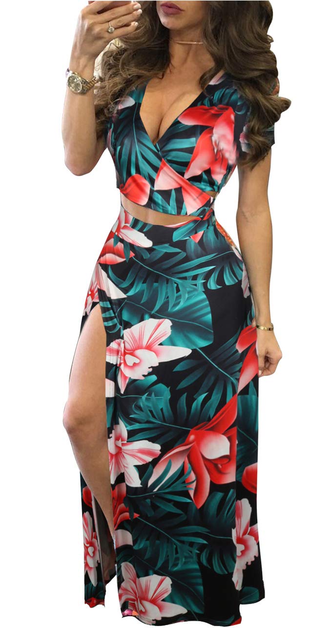 Floral Printed Slit Skirt Set