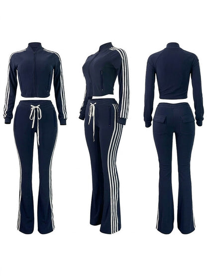 Athleisure Stripe Flare Tracksuit Set