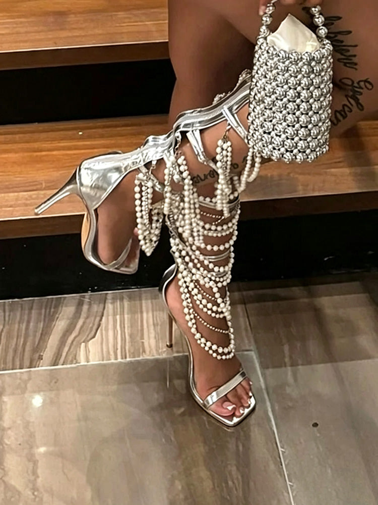 Pearl & Rhinestone Gladiator Sandals